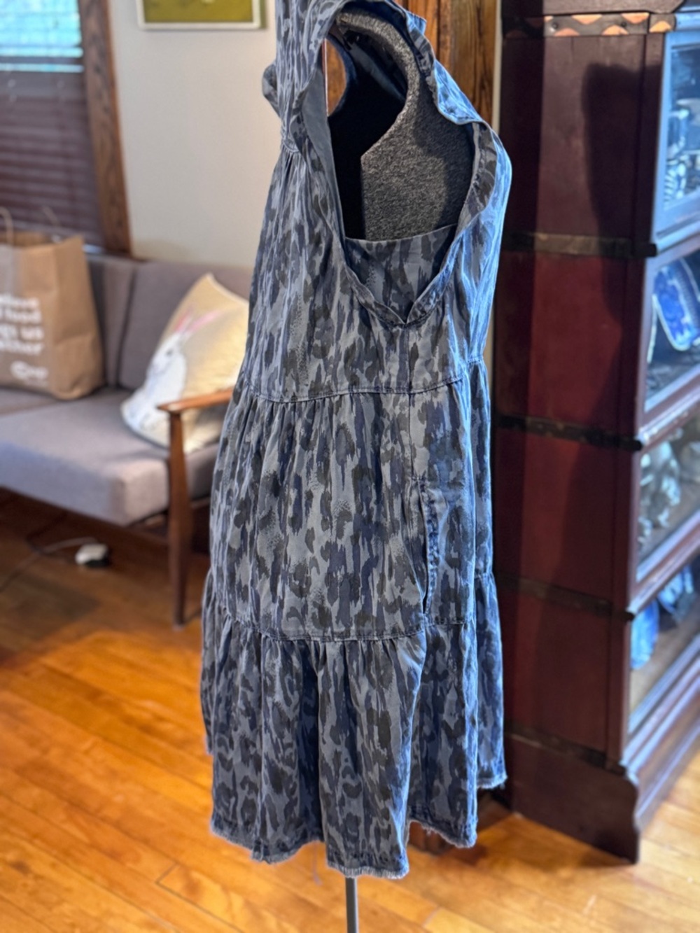 Anthropologie Jenee Lycocell Tiered Leopard print Dress with Raw Edges in EUC M - Picture 3 of 11